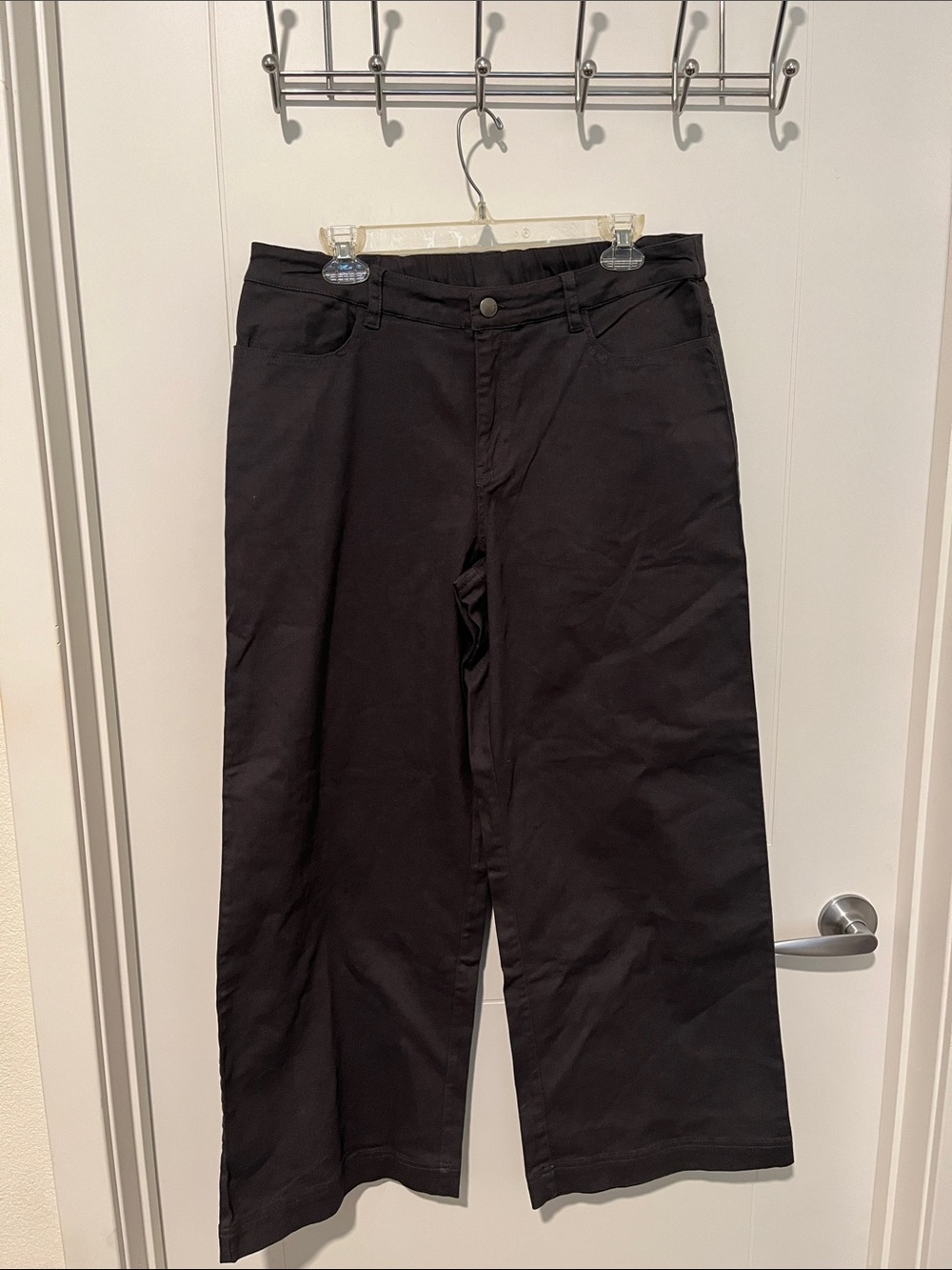 Pact Organic Cotton Blend Gray Wide-Leg Cropped Pants Minimalist Coastal